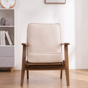 Rustic Wooden and linen soft seating Armchair AC 5549