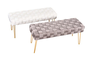 Hand woven Velvet Bench with metal legs coper BEN 22101-L